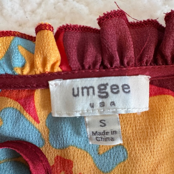 Umgee Multicolor Ruffled Blouse Small 70s inspired| festival wear| retro floral - Picture 5 of 9